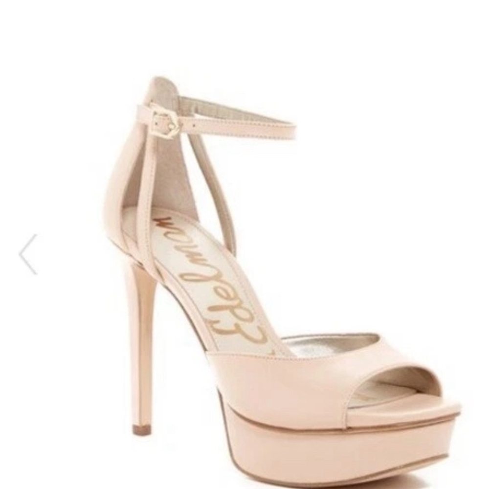 Sam Edelman Women's Cream Platform Heels, peep toe